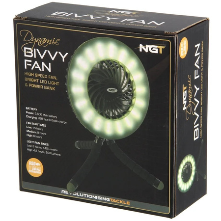 Wentylator Lampa Wiatrak Mały do Namiotu Powerbank NGT Dynamic Fan & Light