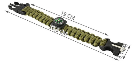 Bransoletka Paracord Survival 5w1 Krzesiwo Kompas