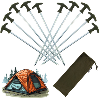 Śledzie do Namiotu 30cm Długie NGT Szpilki Wkręcane Wojskowe Kotwy Metalowe