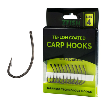 Haczyki Karpiowe Haki Japońskie CURVED SHANK Zfish rozmiar 4 10x Teflonowe