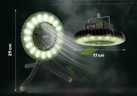 Wentylator Lampa Wiatrak Mały do Namiotu Powerbank NGT Dynamic Fan & Light