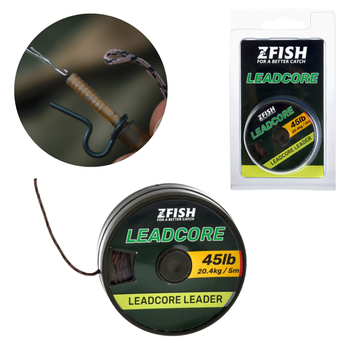 Leadcore 45 lb 5 m Brązowo-Czarny Matowy Bardzo Mocny Ołowiany Rdzeń ZFISH