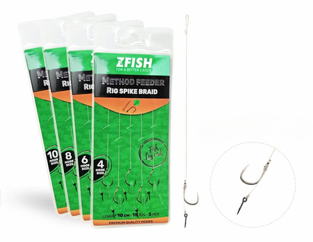 Przypony Method Feeder Bagnet Igła Karpiowe Plecionka Hak 10 ZFISH 5 szt