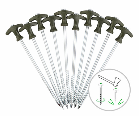 Śledzie do Namiotu Szpilki Wkręcane Długie 25cm Wojskowe Metalowe XL ZFISH