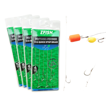 Przypony Method Feeder Quick Stop Karpiowe Plecionka Hak 10 ZFISH 5 szt