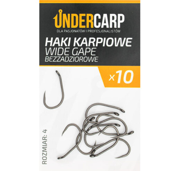 Haczyki Bezzadziorowe Karpiowe Haki WIDE GAPE rozmiar 4 10 szt UnderCarp