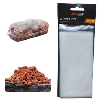 Woreczki PVA Siatka Worki UNDERCARP Wędkarskie Rozpuszczalne 150x75mm 20szt