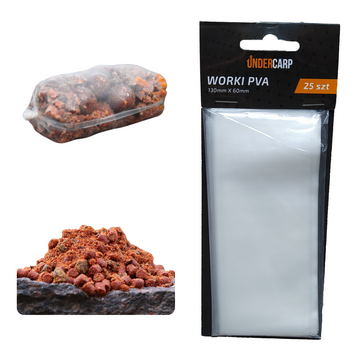 Woreczki PVA Siatka Worki UNDERCARP Wędkarskie Rozpuszczalne 130x60mm 25szt