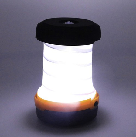 Lampa turystyczna składana 2w1 biały LED żółta obudowa
