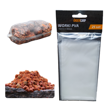 Woreczki PVA Siatka Worki UNDERCARP Wędkarskie Rozpuszczalne 140x85mm 25szt