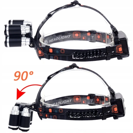 Latarka Czołowa Czołówka LED 5xLED Akumulatorowa Mocna 2x 18650 USB 4 tryby