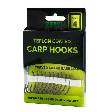 Haczyki Bezzadziorowe Karpiowe Haki Japońskie CURVED SHANK Zfish r 4 10 szt