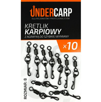 Krętlik z Agrafką do Szybkiej Wymiany Karpiowy rozmiar 8 Undercarp 10 sztuk