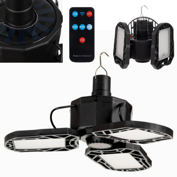 Lampa Turystyczna Kempingowa Solarna z Haczykiem Akumulatorowa z Pilotem