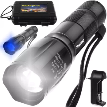 Latarka LED UV Taktyczna Akumulatorowa Mocna Etui
