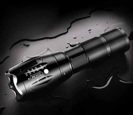 Latarka LED Taktyczna Mocna Zoom Metalowa Survival AV