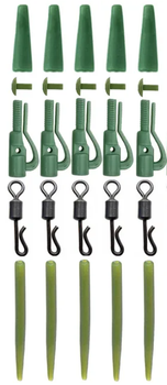 Bezpieczny Klips z Bolcem Karpiowy Krętlik x5 Zielony Szybkozłączka AV