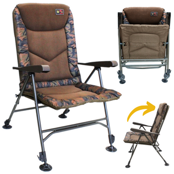 Krzesło Wędkarskie Fotel Karpiowy Regulowany Składany ZFISH Deluxe Camo XXL
