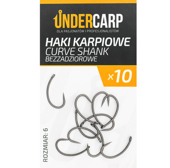 Haczyki Bezzadziorowe Karpiowe Haki CURVE SHANK 6 UnderCarp