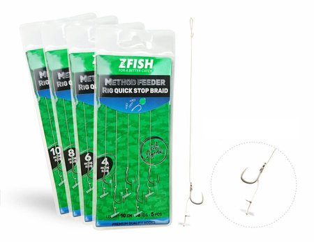 Przypony Method Feeder Quick Stop Karpiowe Plecionka Hak 10 ZFISH 5 szt