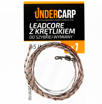 Leadcore z Krętlikiem do Szybkiej Wymiany 45 lbs 10 m Brązowy Undercarp 1x