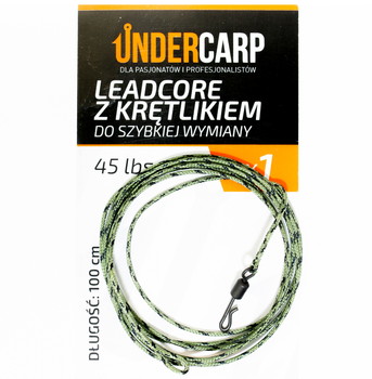 Leadcore z Krętlikiem do Szybkiej Wymiany 45 lbs 10 m Zielony Undercarp 1x