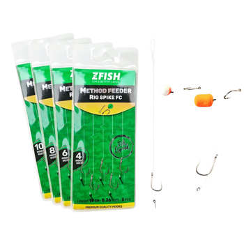 Przypony Method Feeder Bagnet Igła Karpiowe Fluorocarbon Hak 10 ZFISH 5 szt