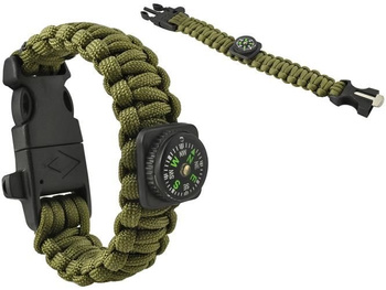 Bransoletka Paracord Survival 5w1 Krzesiwo Kompas