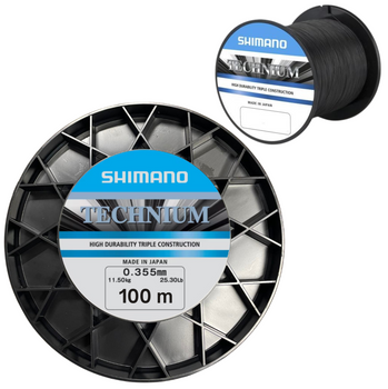 Żyłka Shimano Technium Czarna 0,355mm 11,50kg 100m Black Gray Grey