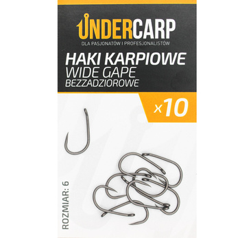 Haczyki Bezzadziorowe Karpiowe Haki WIDE GAPE 6 UnderCarp
