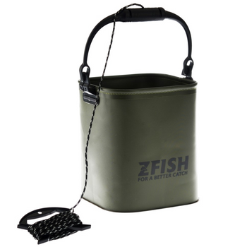 Wiadro Wędkarskie Składane 10L Karpiowe z Linką Miękkie Stabilne ZFISH